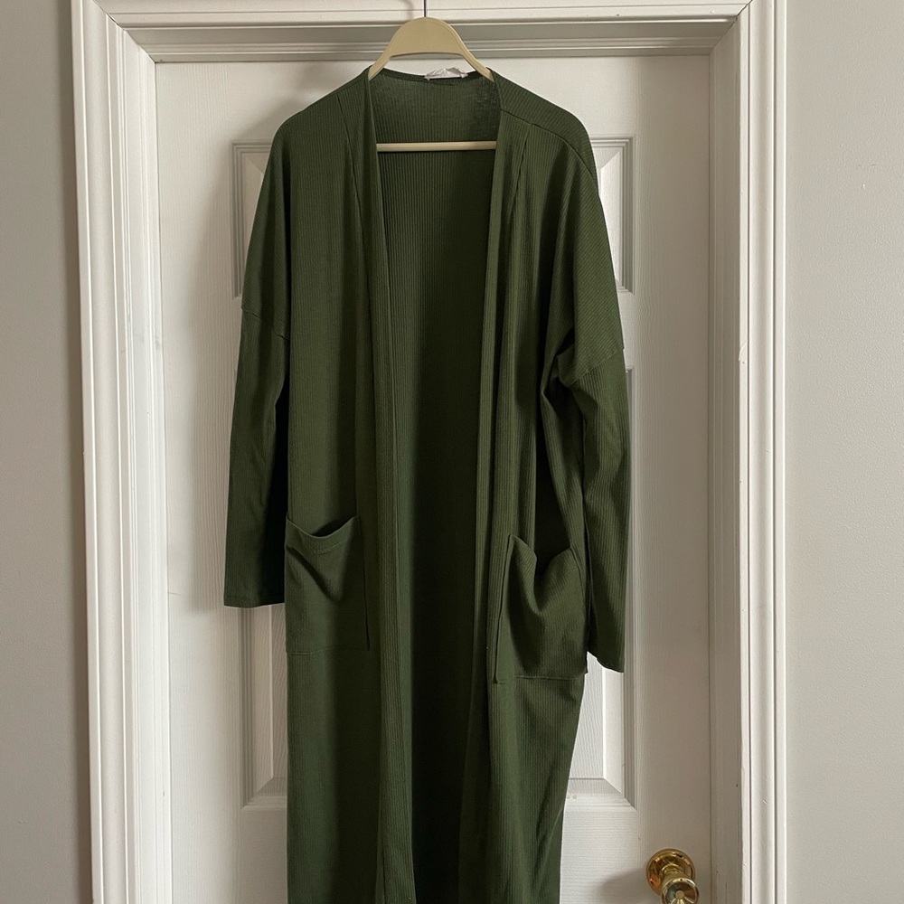 CJLA Green Long Cardigan